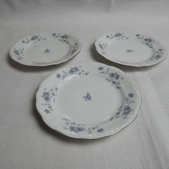 Johann Haviland Bavaria Germany Blue Floral Design 6" Bread Plates Set Of 4 VTG - Picture 1 of 6